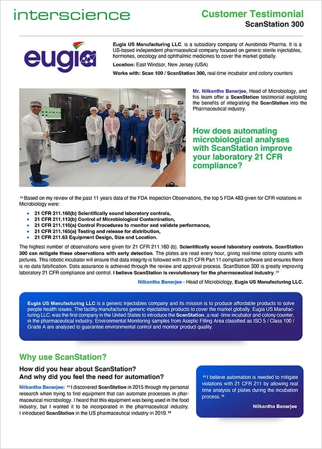 ¿Cómo mejora la automatización de los análisis microbiológicos la conformidad de 21 CFR de su laboratorio con ScanStation? (En inglés)